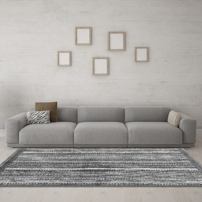 Machine Washable Abstract Gray Modern Rug in a Living Room,, wshabs3450gry