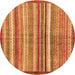 Round Machine Washable Abstract Orange Modern Area Rugs, wshabs3450org