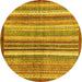 Round Abstract Yellow Modern Rug, abs3450yw