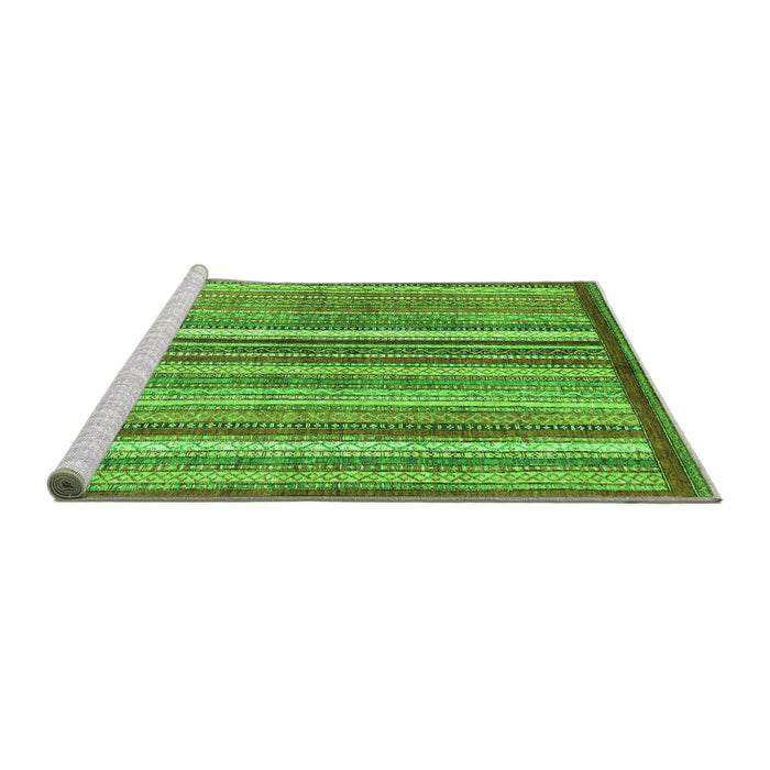Sideview of Machine Washable Abstract Green Modern Area Rugs, wshabs3450grn