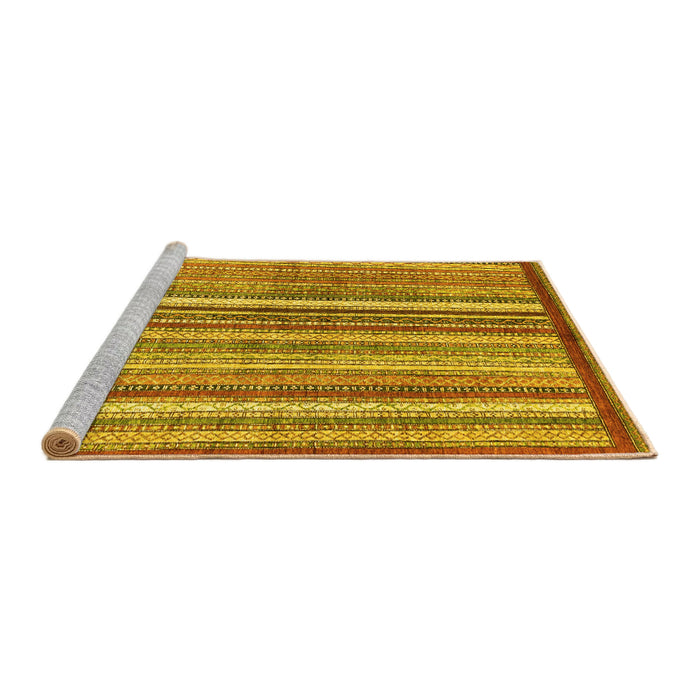 Sideview of Machine Washable Abstract Yellow Modern Rug, wshabs3450yw