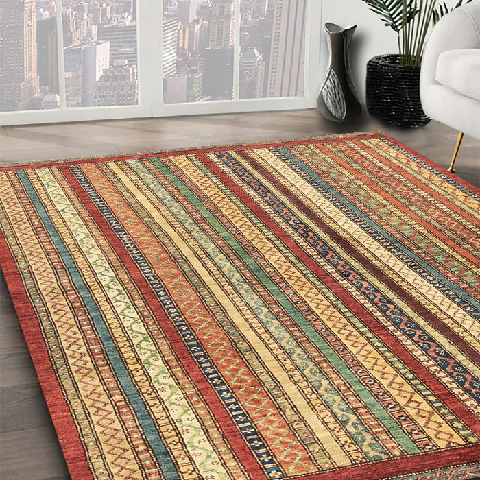 Machine Washable Abstract Metallic Gold Rug in a Family Room, wshabs3450