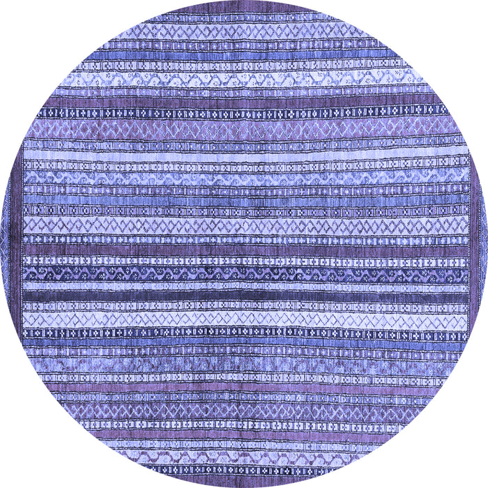 Round Abstract Blue Modern Rug, abs3450blu