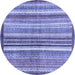 Round Machine Washable Abstract Blue Modern Rug, wshabs3450blu