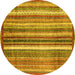 Round Machine Washable Abstract Yellow Modern Rug, wshabs3451yw