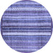 Round Machine Washable Abstract Blue Modern Rug, wshabs3451blu