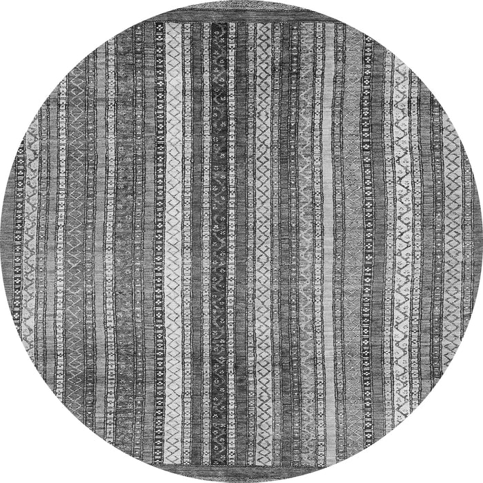 Round Machine Washable Abstract Gray Modern Rug, wshabs3451gry