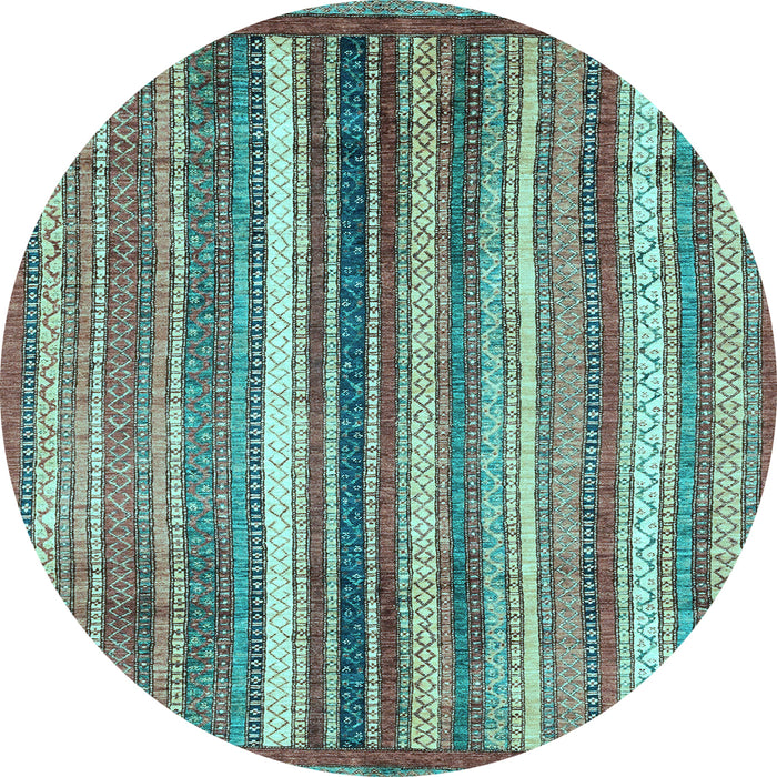 Round Abstract Light Blue Modern Rug, abs3451lblu