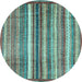 Round Abstract Light Blue Modern Rug, abs3451lblu