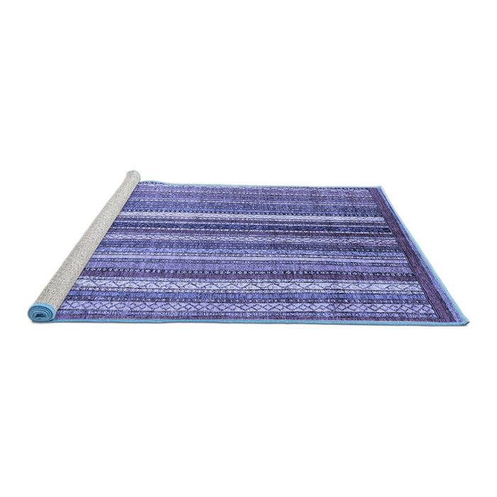Sideview of Machine Washable Abstract Blue Modern Rug, wshabs3451blu