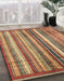 Abstract Fire Brick Red Modern Rug in Family Room, abs3451