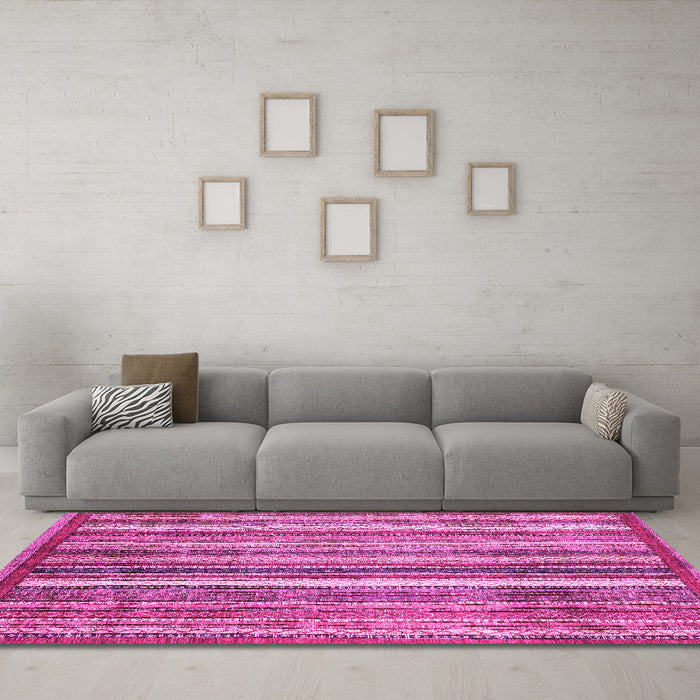 Machine Washable Abstract Pink Modern Rug in a Living Room, wshabs3451pnk