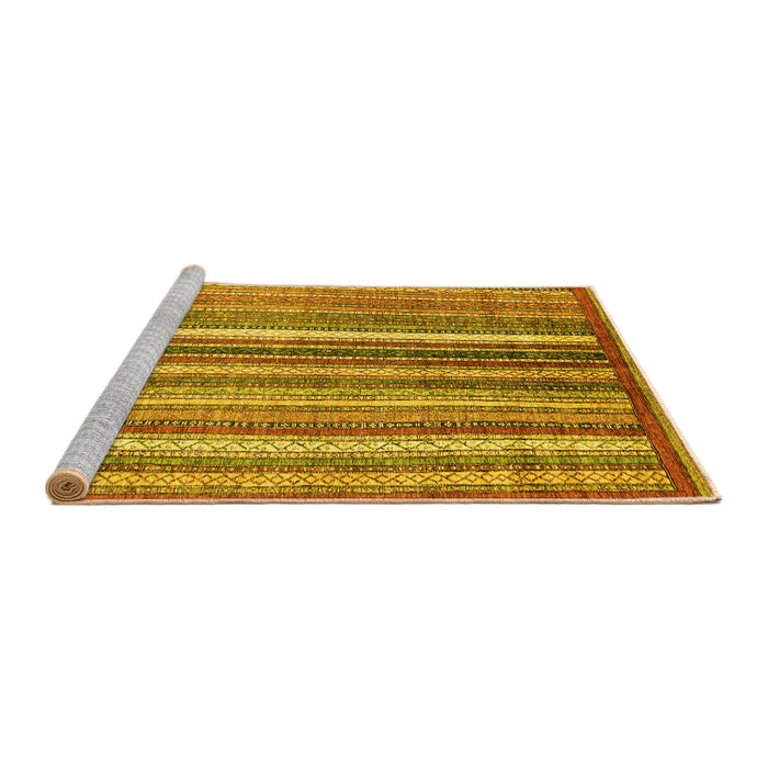 Sideview of Machine Washable Abstract Yellow Modern Rug, wshabs3451yw
