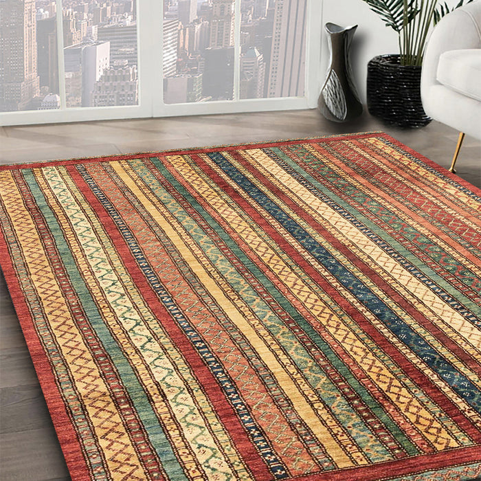 Abstract Fire Brick Red Modern Rug in Family Room, abs3451