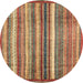 Round Abstract Fire Brick Red Modern Rug, abs3451