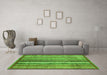 Machine Washable Abstract Green Modern Area Rugs in a Living Room,, wshabs3451grn