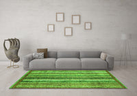 Machine Washable Abstract Green Modern Rug, wshabs3451grn