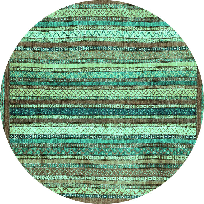Round Machine Washable Abstract Turquoise Modern Area Rugs, wshabs3451turq