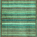 Square Machine Washable Abstract Turquoise Modern Area Rugs, wshabs3451turq