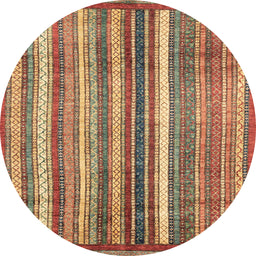 Round Machine Washable Abstract Fire Brick Red Rug, wshabs3451