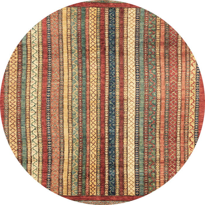Round Machine Washable Abstract Fire Brick Red Rug, wshabs3451