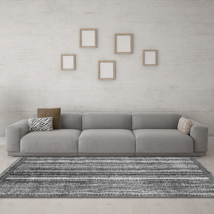 Machine Washable Abstract Gray Modern Rug in a Living Room,, wshabs3451gry