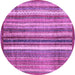 Round Machine Washable Abstract Purple Modern Area Rugs, wshabs3451pur