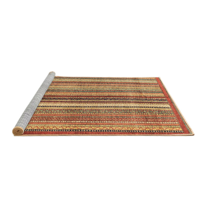 Sideview of Machine Washable Abstract Metallic Gold Rug, wshabs3452