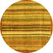 Round Abstract Yellow Modern Rug, abs3452yw