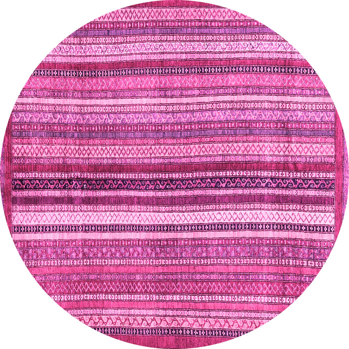 Round Machine Washable Abstract Pink Modern Rug, wshabs3452pnk