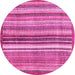 Round Machine Washable Abstract Pink Modern Rug, wshabs3452pnk