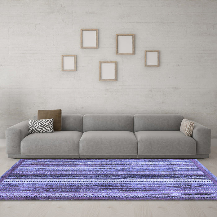 Machine Washable Abstract Blue Modern Rug in a Living Room, wshabs3452blu