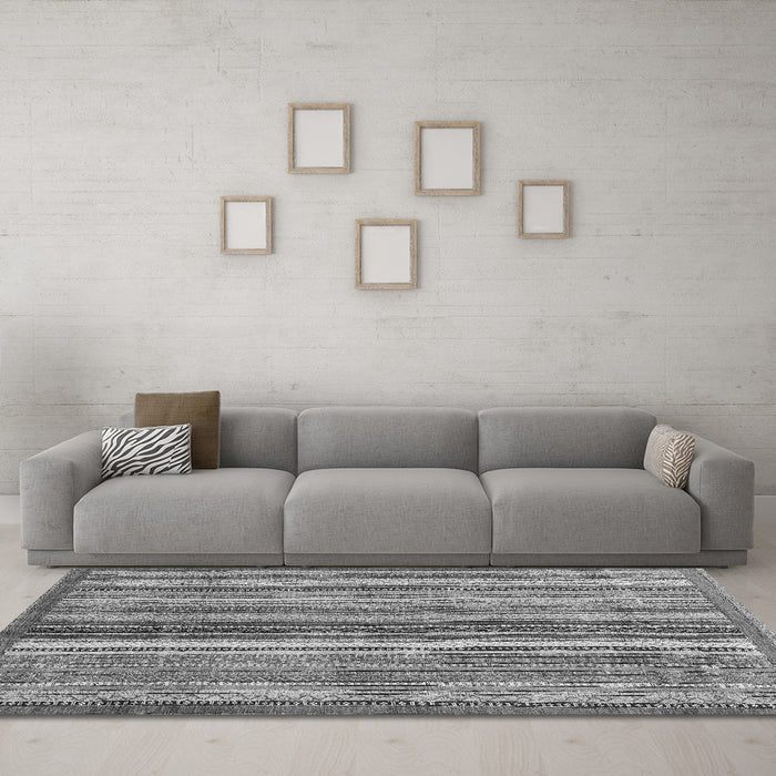 Machine Washable Abstract Gray Modern Rug in a Living Room,, wshabs3452gry