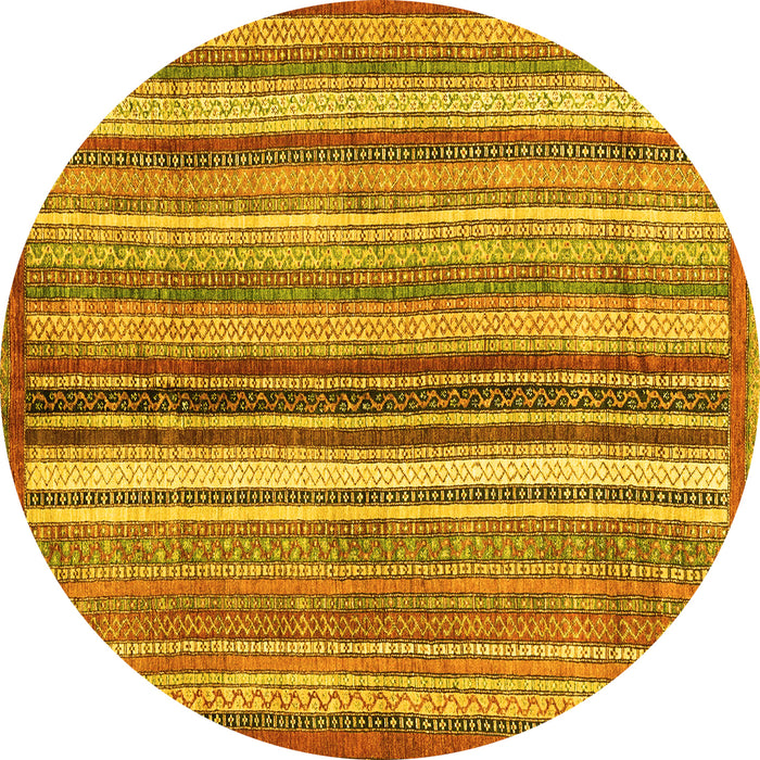 Round Machine Washable Abstract Yellow Modern Rug, wshabs3452yw