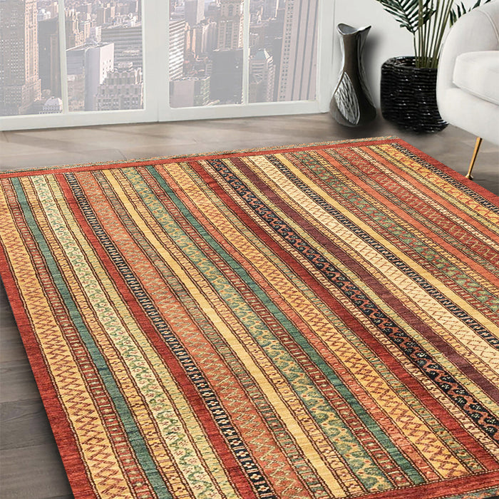 Machine Washable Abstract Metallic Gold Rug in a Family Room, wshabs3452