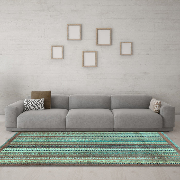 Machine Washable Abstract Light Blue Modern Rug in a Living Room, wshabs3452lblu
