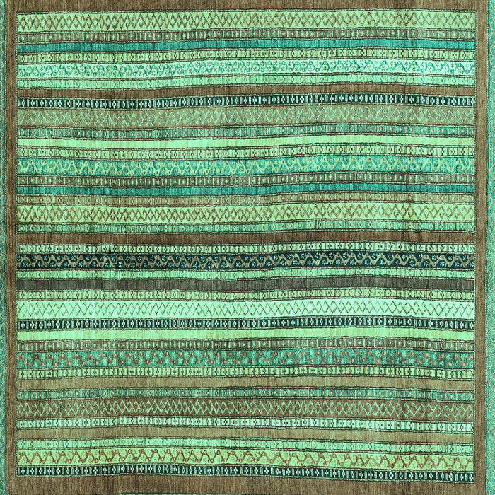 Square Machine Washable Abstract Turquoise Modern Area Rugs, wshabs3452turq