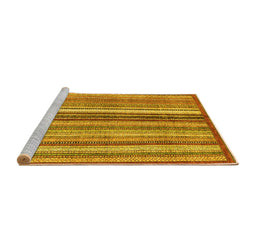 Sideview of Machine Washable Abstract Yellow Modern Rug, wshabs3452yw