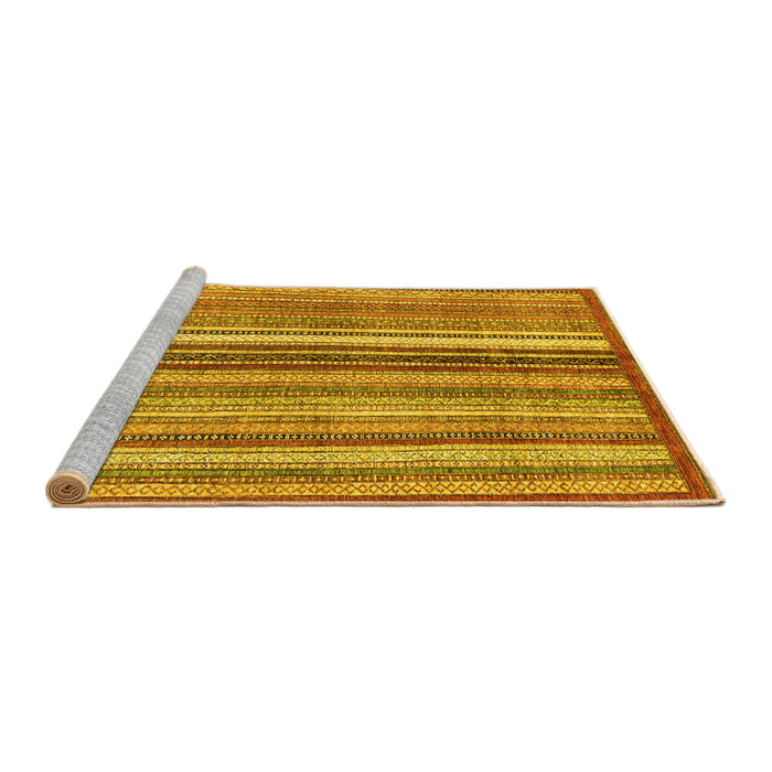 Sideview of Machine Washable Abstract Yellow Modern Rug, wshabs3452yw