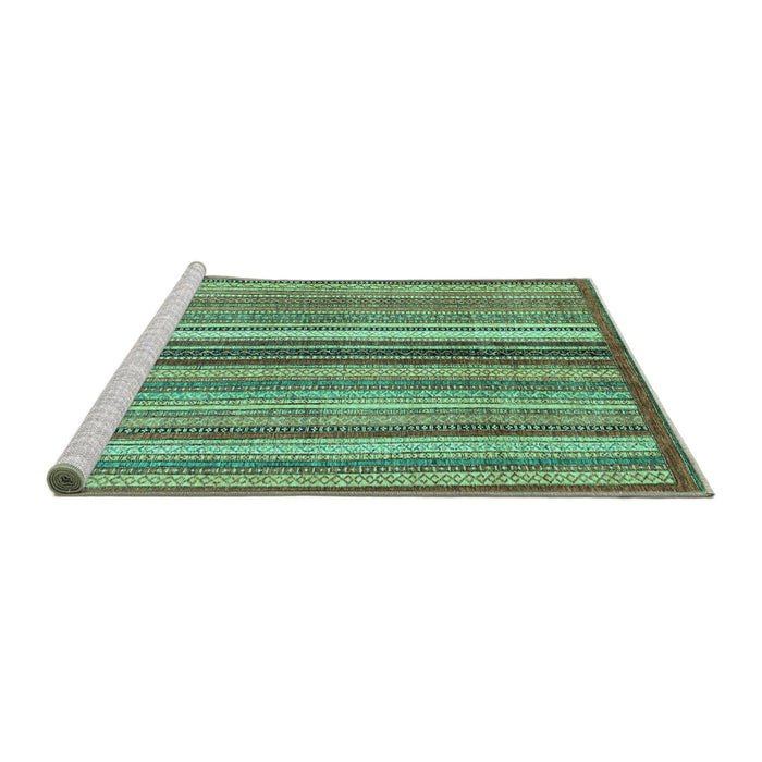 Sideview of Machine Washable Abstract Turquoise Modern Area Rugs, wshabs3452turq