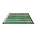 Sideview of Machine Washable Abstract Turquoise Modern Area Rugs, wshabs3452turq