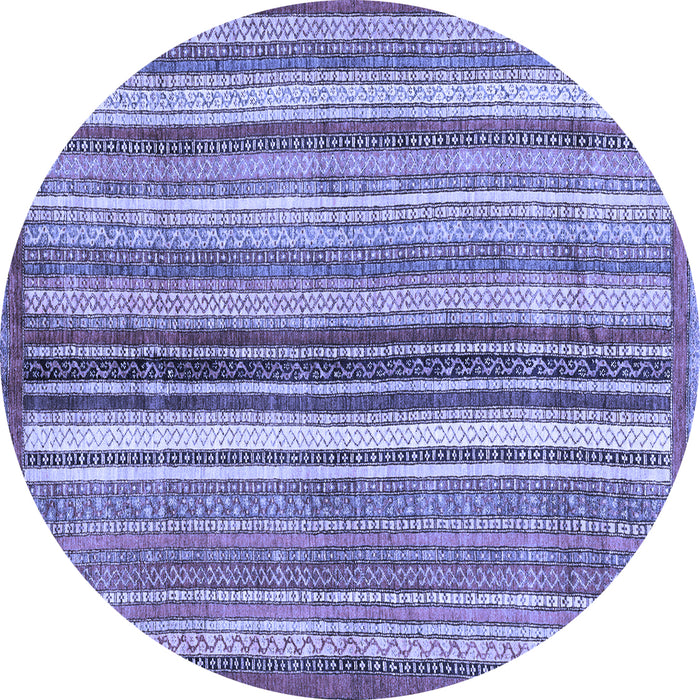 Round Abstract Blue Modern Rug, abs3452blu