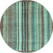 Round Machine Washable Abstract Light Blue Modern Rug, wshabs3452lblu