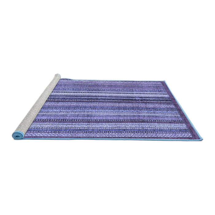 Sideview of Machine Washable Abstract Blue Modern Rug, wshabs3452blu
