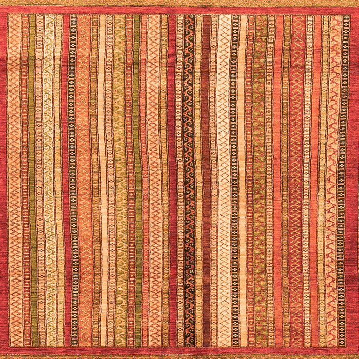 Square Machine Washable Abstract Orange Modern Area Rugs, wshabs3452org