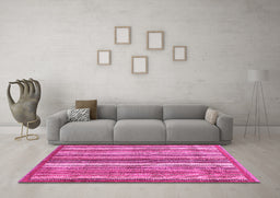 Machine Washable Abstract Pink Modern Rug in a Living Room, wshabs3452pnk