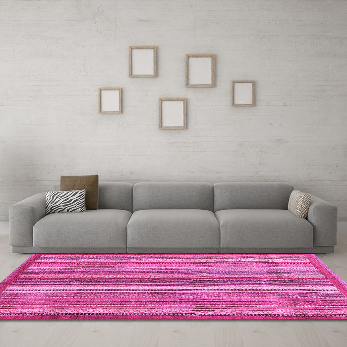 Machine Washable Abstract Pink Modern Rug in a Living Room, wshabs3452pnk