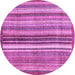 Round Machine Washable Abstract Purple Modern Area Rugs, wshabs3452pur