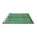 Sideview of Machine Washable Abstract Turquoise Modern Area Rugs, wshabs3453turq