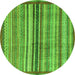 Round Machine Washable Abstract Green Modern Area Rugs, wshabs3453grn